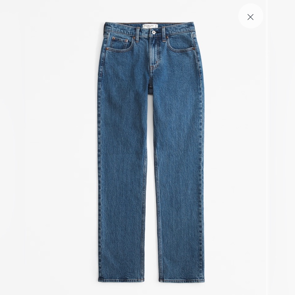 Abercrombie curve love mid rise 90s straight jeans.